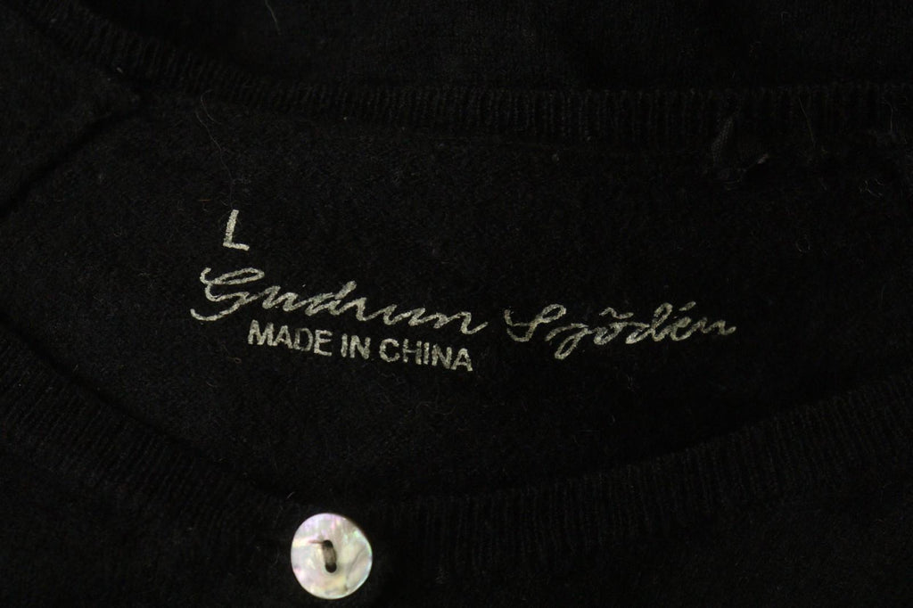 GUDRUN SJODEN Black 100% Wool Long Sleeve Button Front Cardigan Sweater – Size L