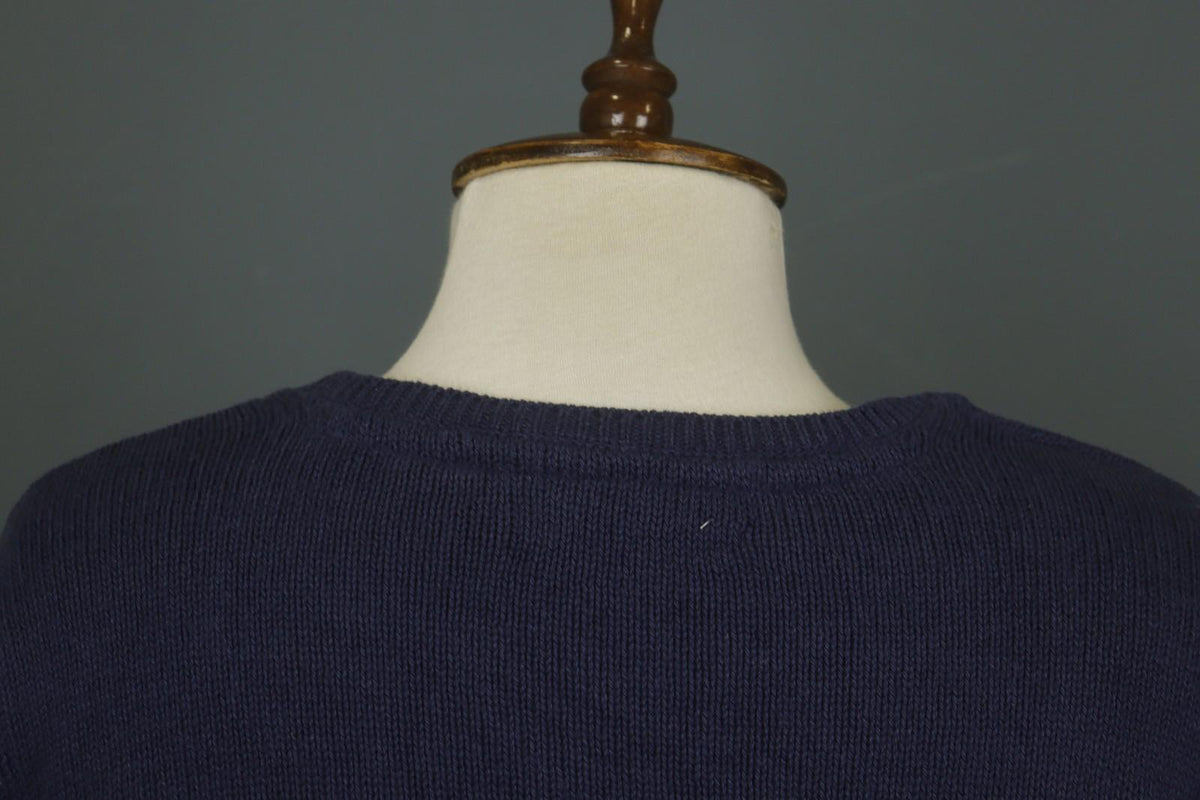GUDRUN SJODEN Blue Cotton Knitted Long Sleeve Round Neck Pullover Sweater – Size M