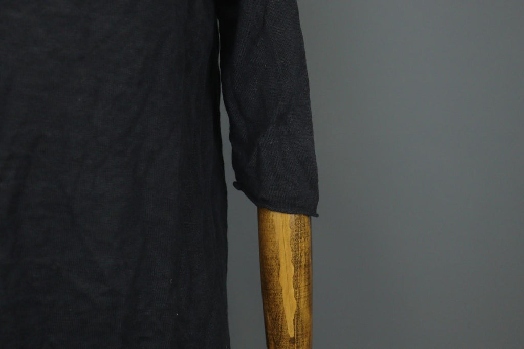 GUDRUN SJODEN Black Linen Knitted Long Sleeve Round Neck Pullover Sweater Sz XS