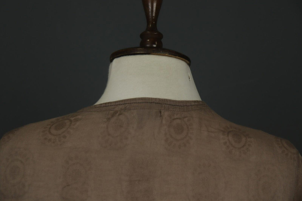 GUDRUN SJODEN Brown Elephant Print 3/4 Sleeve Round Neck Shift Dress – Size S