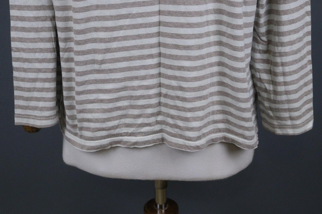 GUDRUN SJODEN Gray White Long Sleeve Stretch Blouse Top – Size L