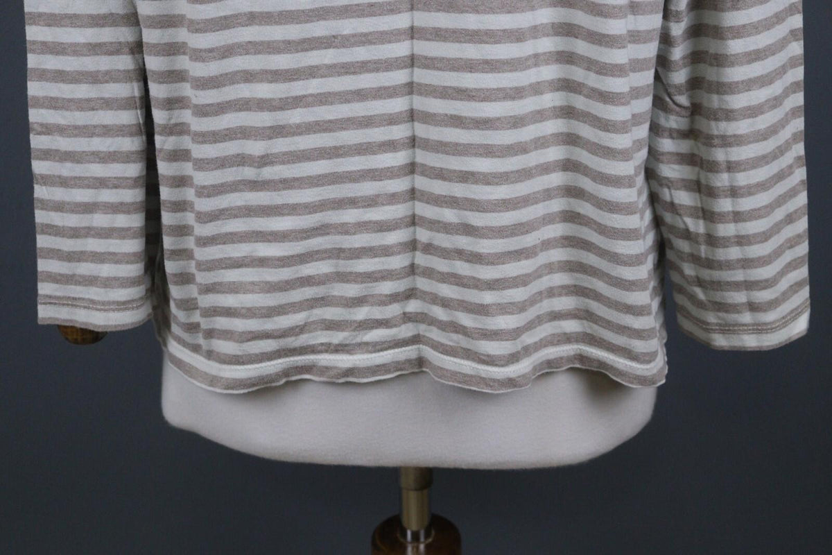 GUDRUN SJODEN Gray White Long Sleeve Stretch Blouse Top – Size L