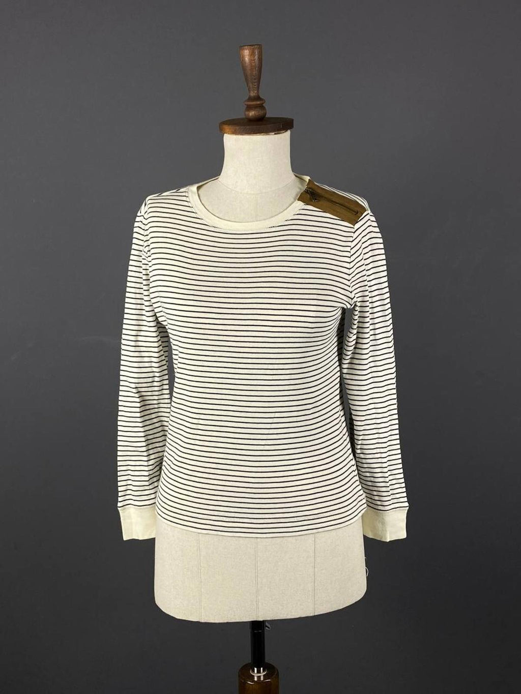 LAUREN JEANS COMPANY RALPH LAUREN Striped Elbow Patches Sweater – Size M