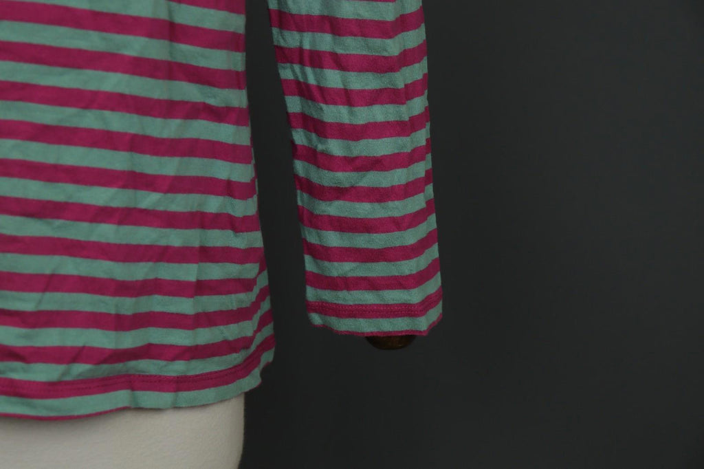 GUDRUN SJODEN Teal Pink Striped Casual Long Sleeve Pullover Blouse Top – Size S