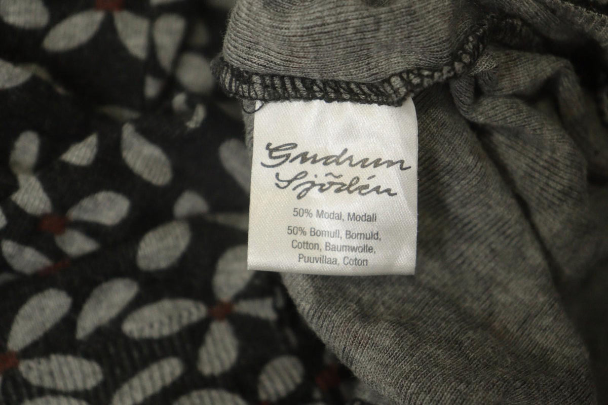 GUDRUN SJODEN Multi Floral Modal Long Sleeve Round Neck Button Front Top – Size M