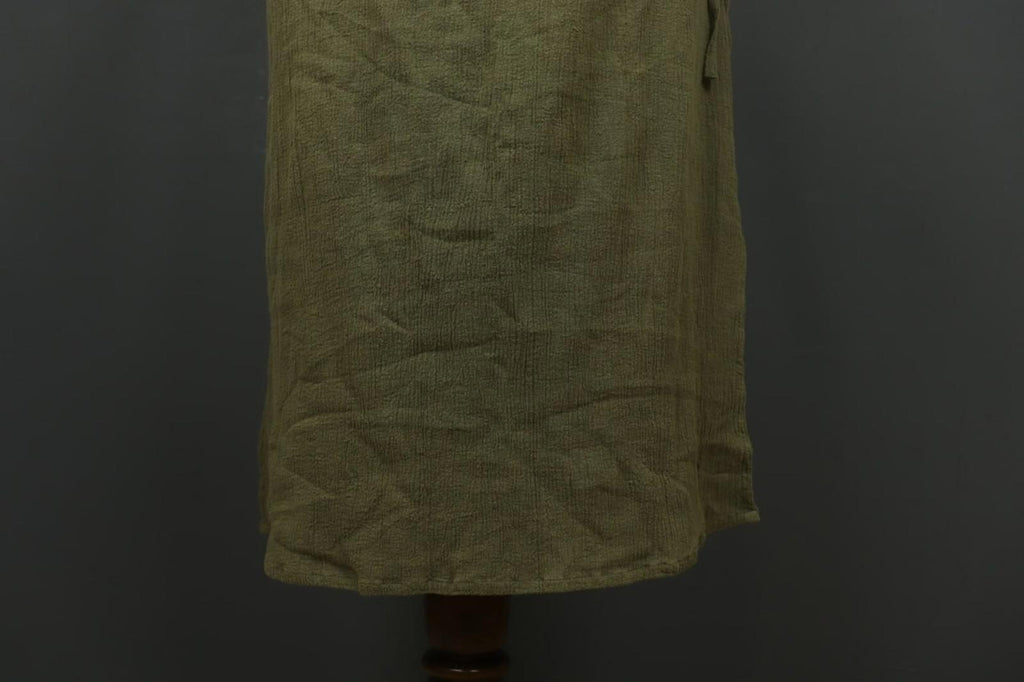 GUDRUN SJODEN Green 100% Cotton Round Neck Side Slit Sleeveless Long Dress Sz L