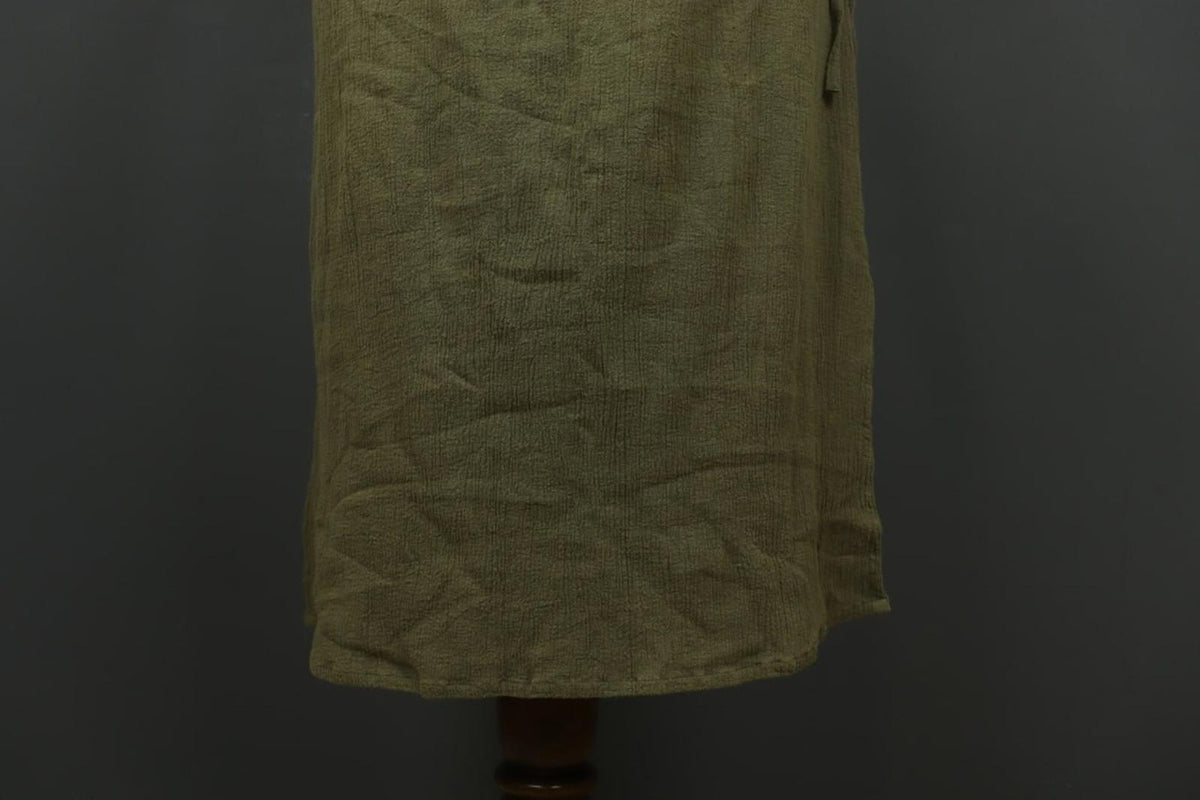 GUDRUN SJODEN Green 100% Cotton Round Neck Side Slit Sleeveless Long Dress Sz L