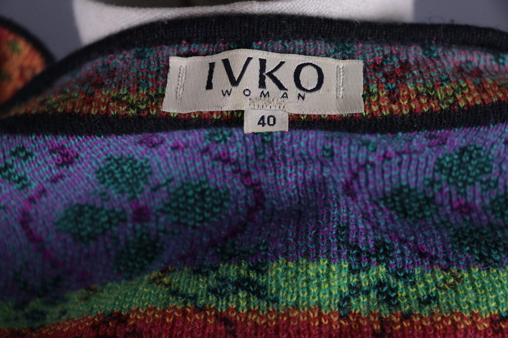 IVKO Black Intarsia Pattern Wool Floral Knit Sweater – Size 40 / S