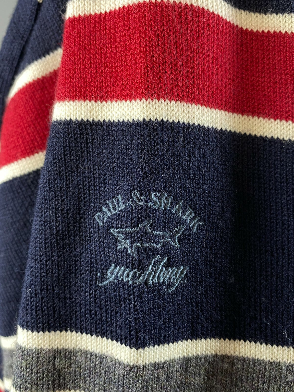 Paul & Shark Yachting Cool Touch Blue Stripe High Neck Wool Jumper – Men's L