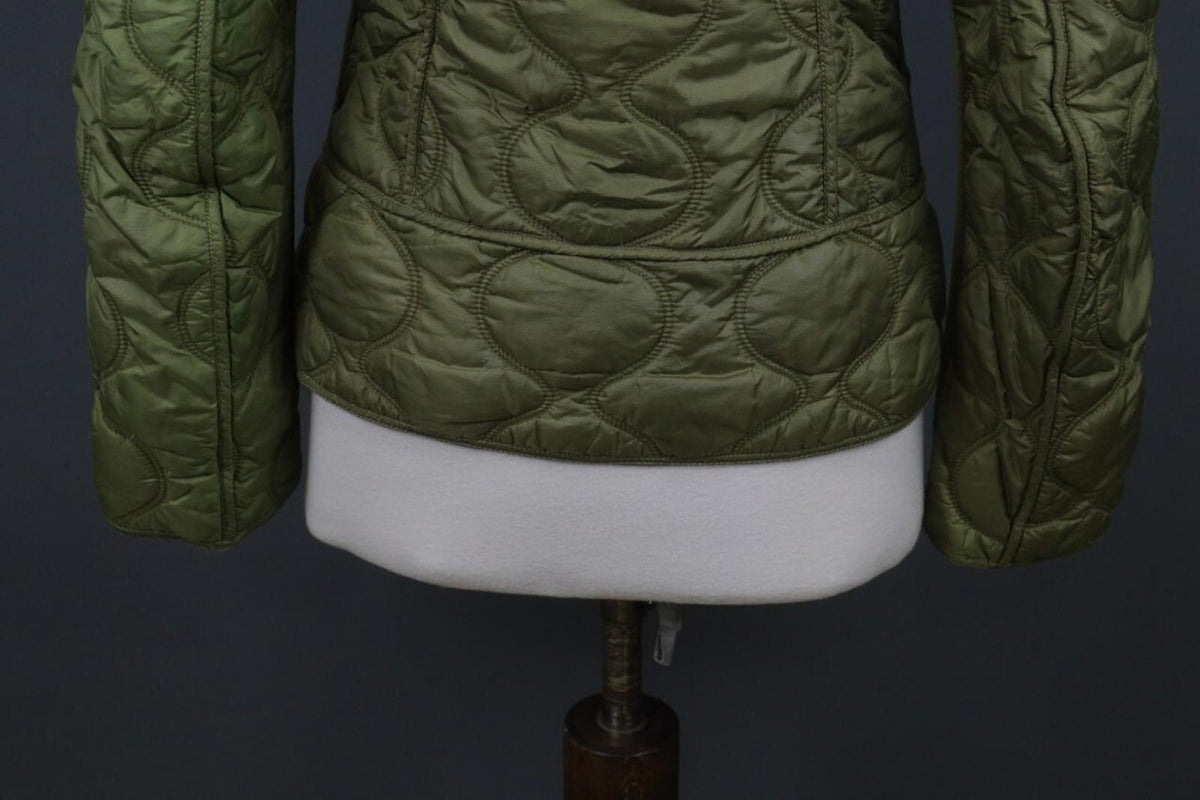 JET SET Green Nylon Long Sleeve Full Zip Snap Button Cuff Quilted Jacket – Size 2