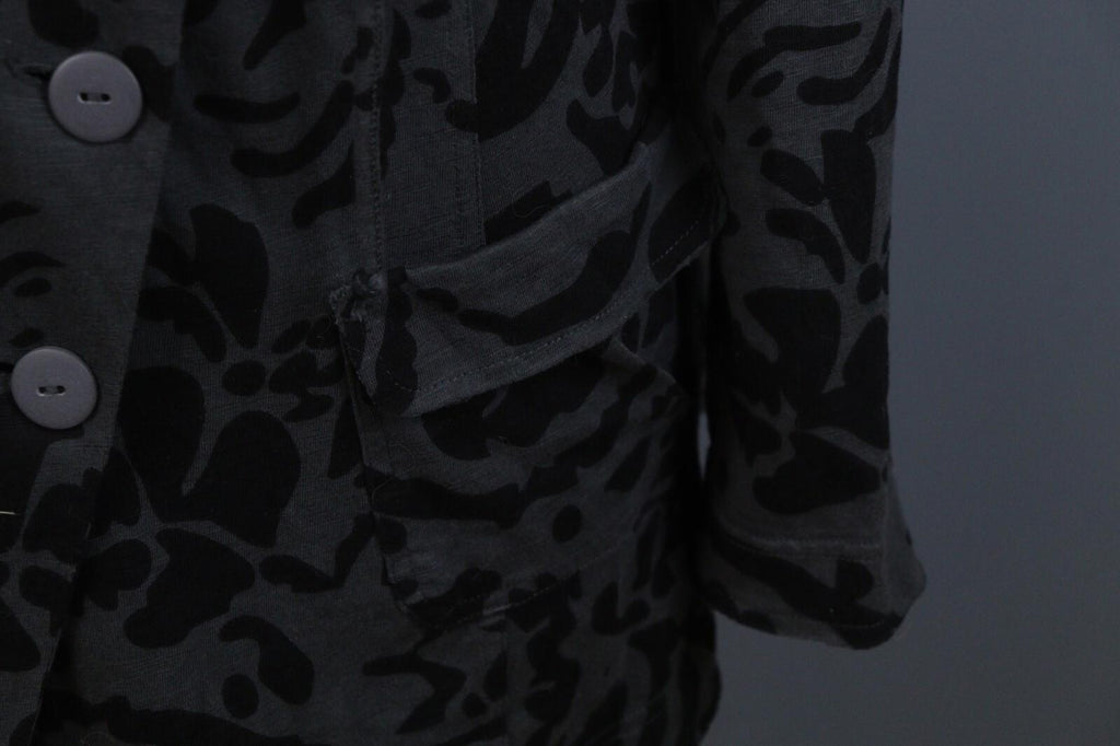 TOAST Black Gray Geometric Pattern Wool Tweed Button Front Blazer Jacket Sz M/L