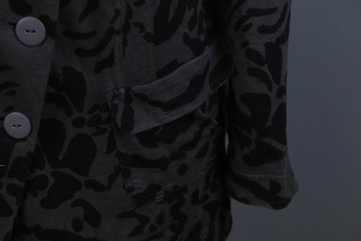 TOAST Black Gray Geometric Pattern Wool Tweed Button Front Blazer Jacket Sz M/L