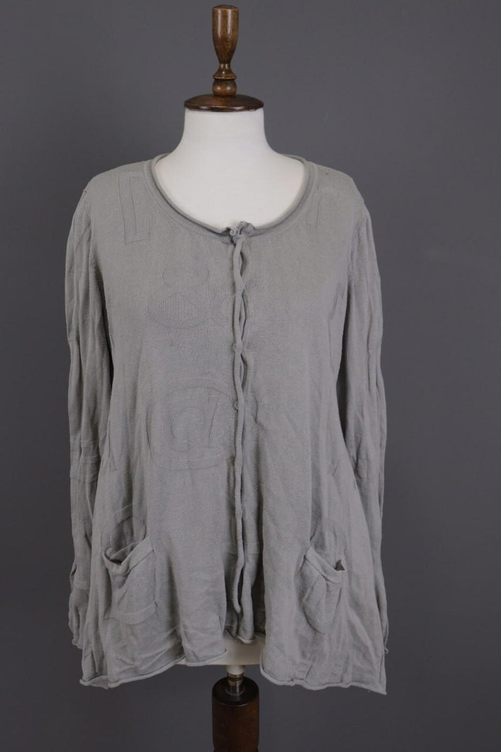 RUNDHOLZ Gray Embroidered Lagenloook Relaxed Cardigan Sweater – Size XL