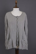 RUNDHOLZ Gray Embroidered Lagenloook Relaxed Cardigan Sweater – Size XL