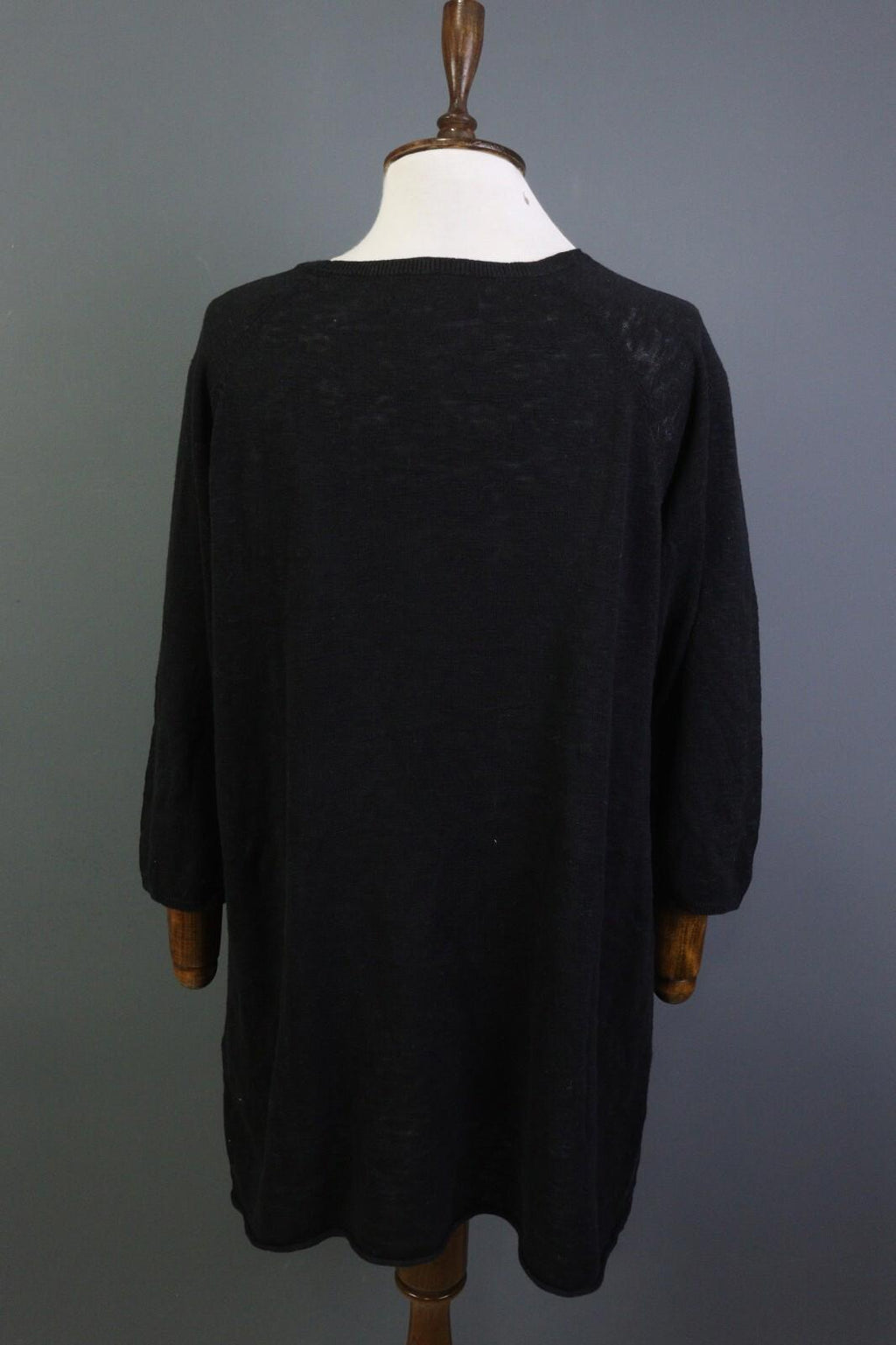 GUDRUN SJODEN Black A-Line Linen 3/4 Sleeve Short Knee Length Dress – Size M