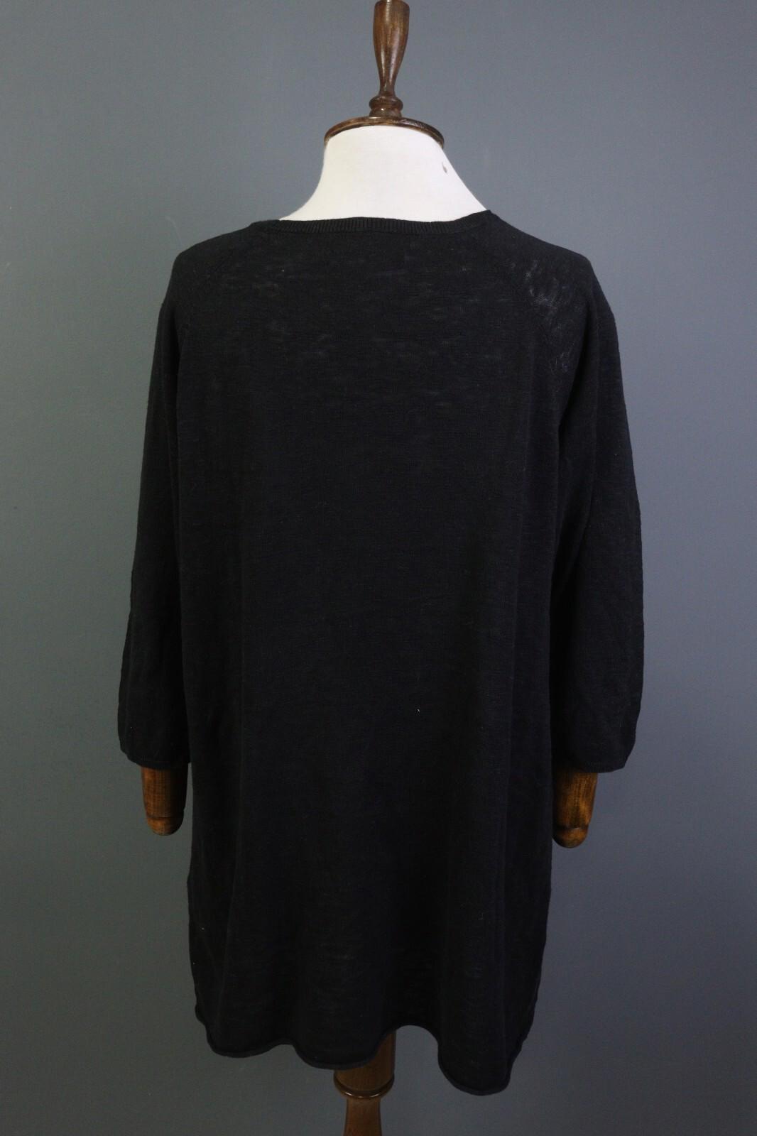 GUDRUN SJODEN Black A-Line Linen 3/4 Sleeve Short Knee Length Dress – Size M