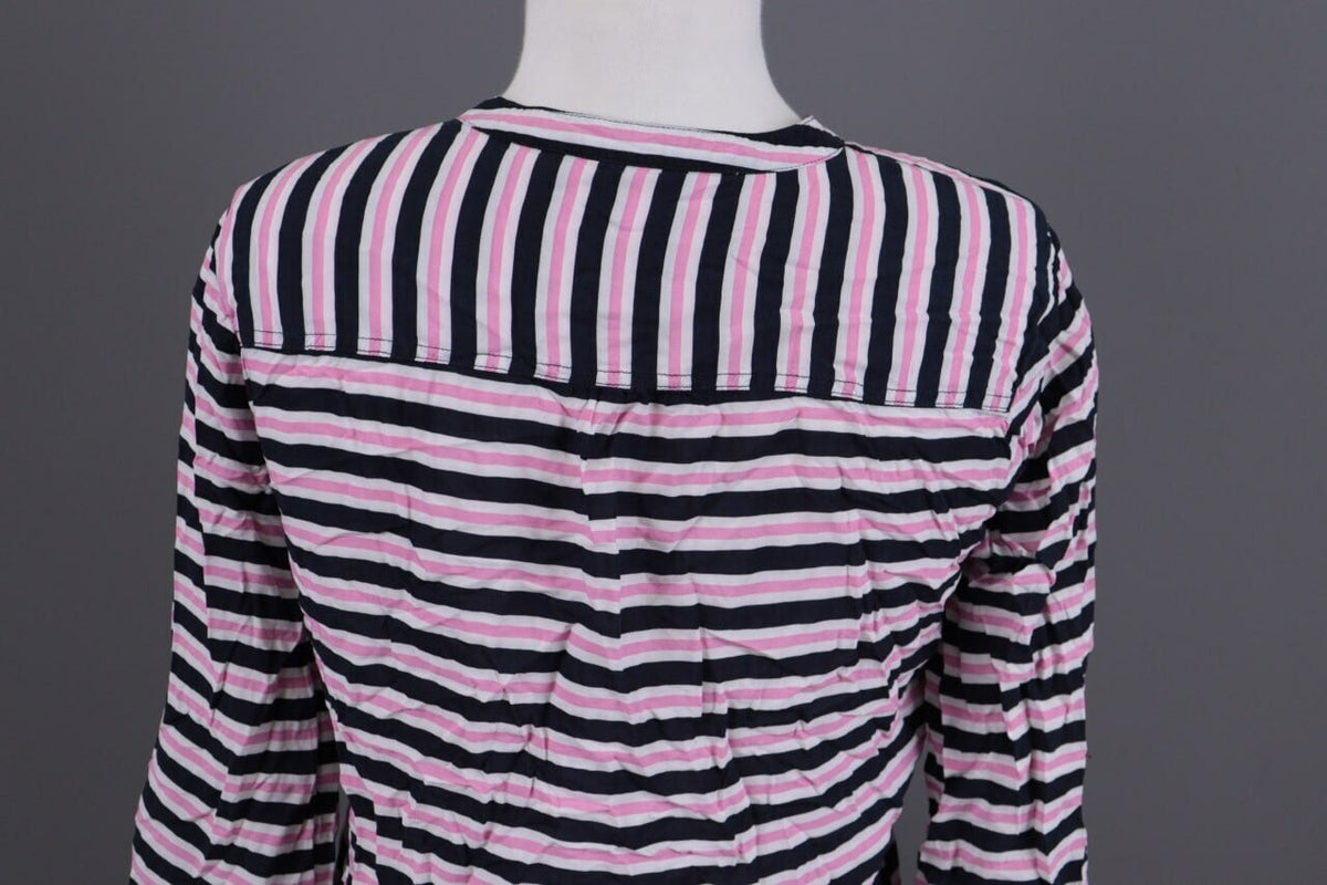 Emily Van Den Bergh Multicolor Striped Long Sleeve Henley Blouse Shirt Sz 38 / M