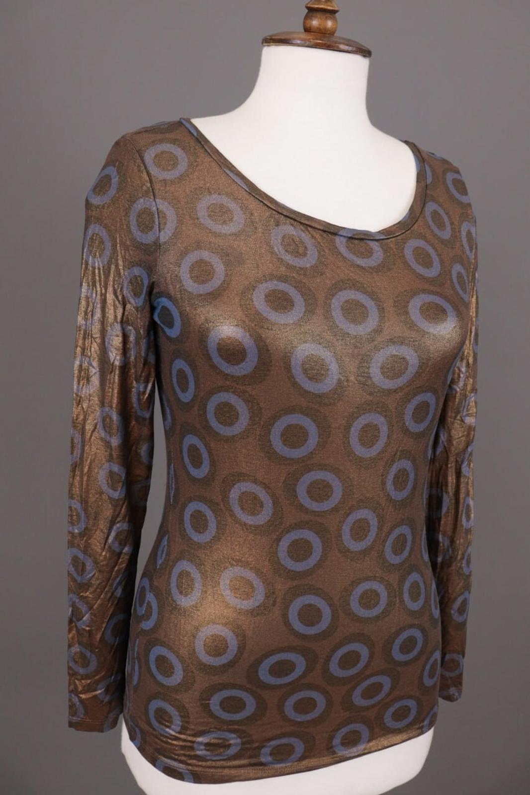 VERSACE JEANS COUTURE Brown Printed Stretch Long Sleeve Top Shirt – Size M