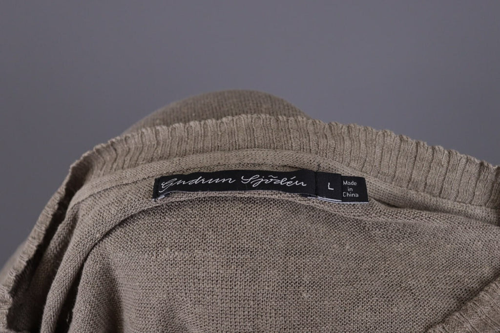Gudrun Sjoden Brown Linen Lagenlook Long Sleeve Relaxed A-Line Dress – Size L