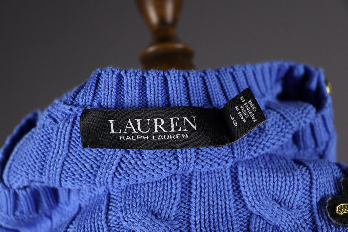 LAUREN RALPH LAUREN Black Label Cable Knit Big Logo Sweater – Size L