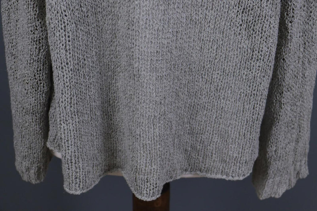 ANNETTE GORTZ Gray Open Knit Hemp Crew Neck Knit Sweater – Size S