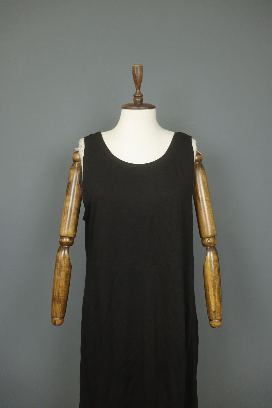 GUDRUN SJODEN Black Casual Sleeveless Round Neck Wide Strap Tank Dress – Size XL