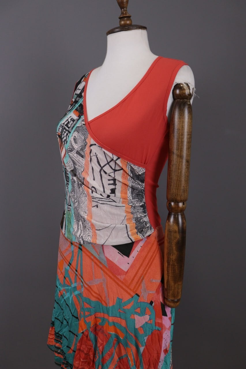 Save The Queen Multicolor Aztec Bodycon Midi Dress – Size M