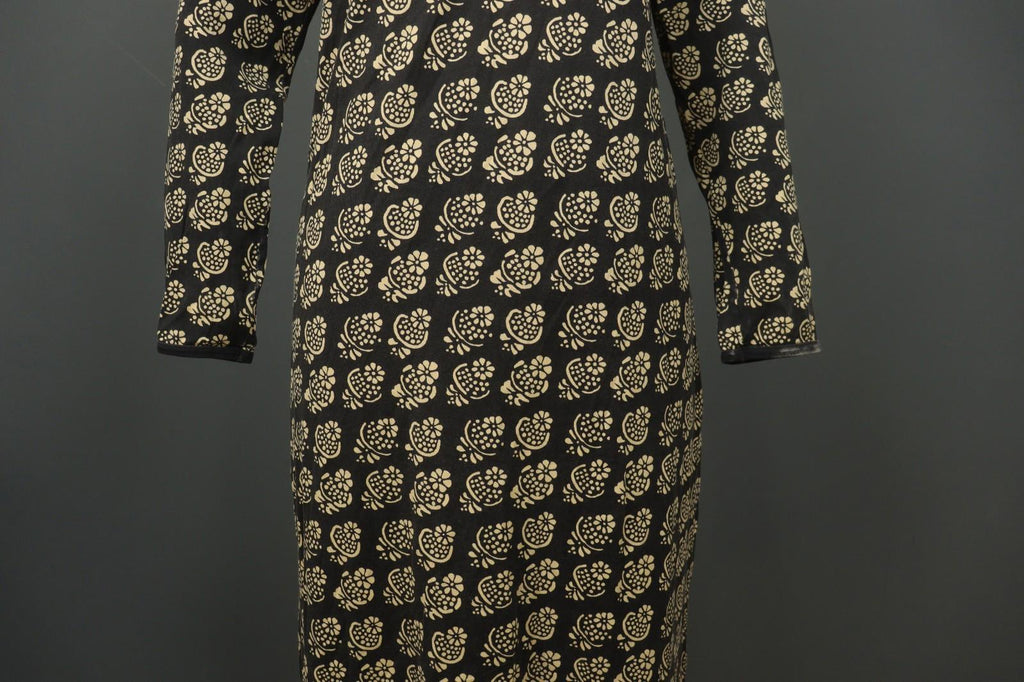 MARIMEKKO Black Ivory Floral Knit Long Sleeve Round Neck Sweater Dress – Size S