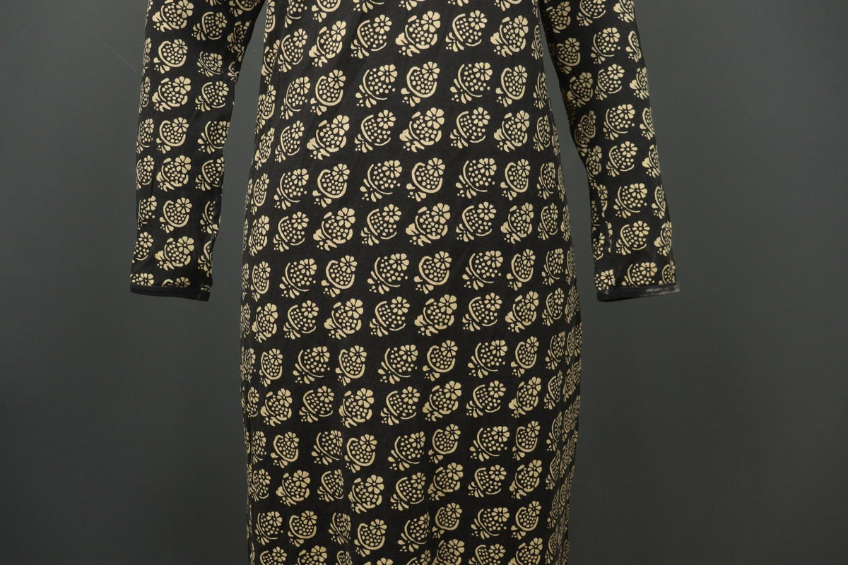 MARIMEKKO Black Ivory Floral Knit Long Sleeve Round Neck Sweater Dress – Size S