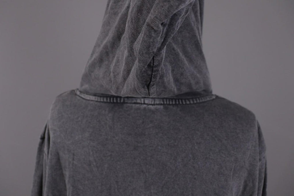 RUNDHOLZ Maxi Dress Gray Acrylic Hooded Ribbed Cuff & Hem Pouch Pocket – Size M