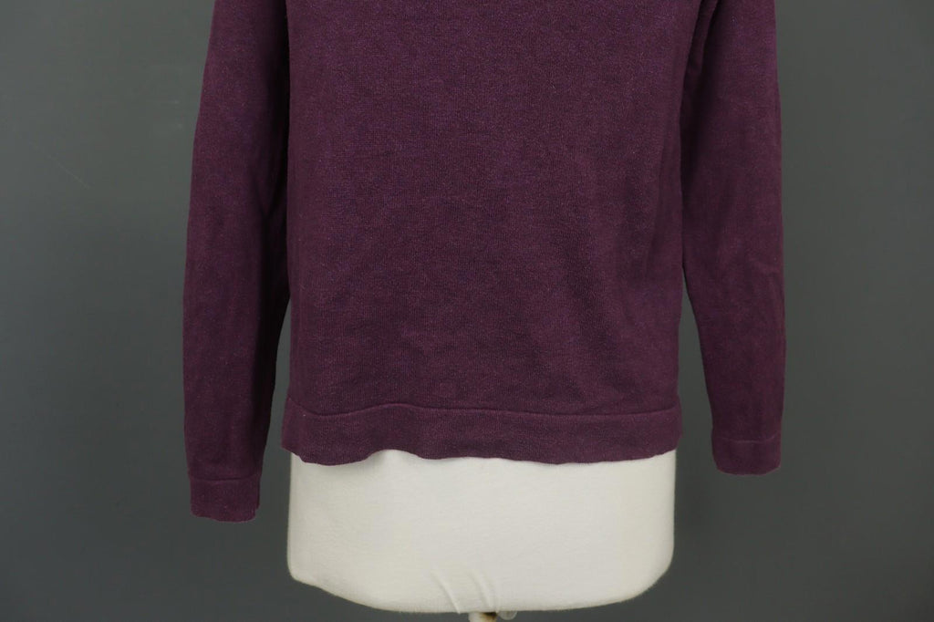 GUDRUN SJODEN Burgundy Cotton Knitted Raglan Sleeve Button Front Cardigan – Size S