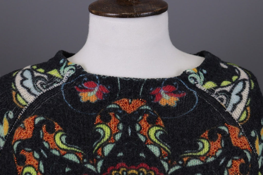 Princess Goes Hollywood Gray Floral Wool Cropped Knit Sweater – Size 36 / M