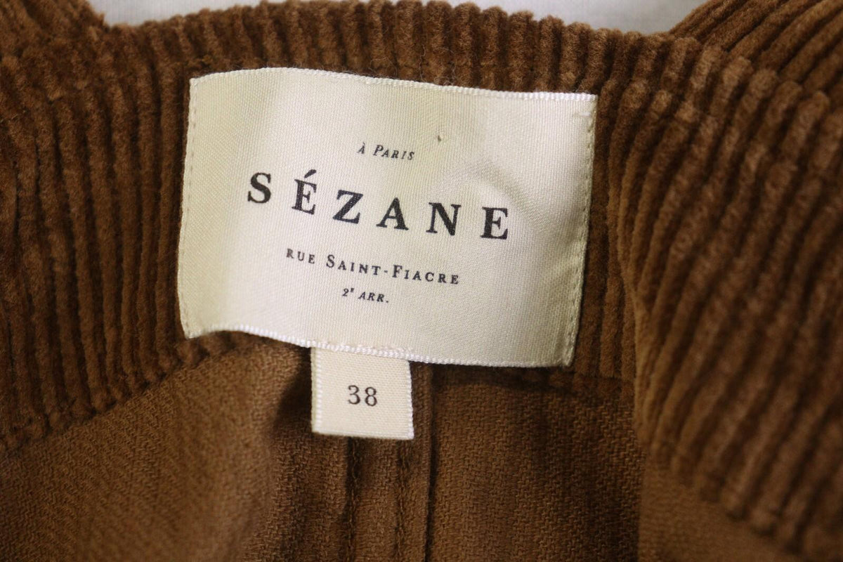 SEZANE Brown Sleeveless Pockets Corduroy Dungaree Dress – Size 38