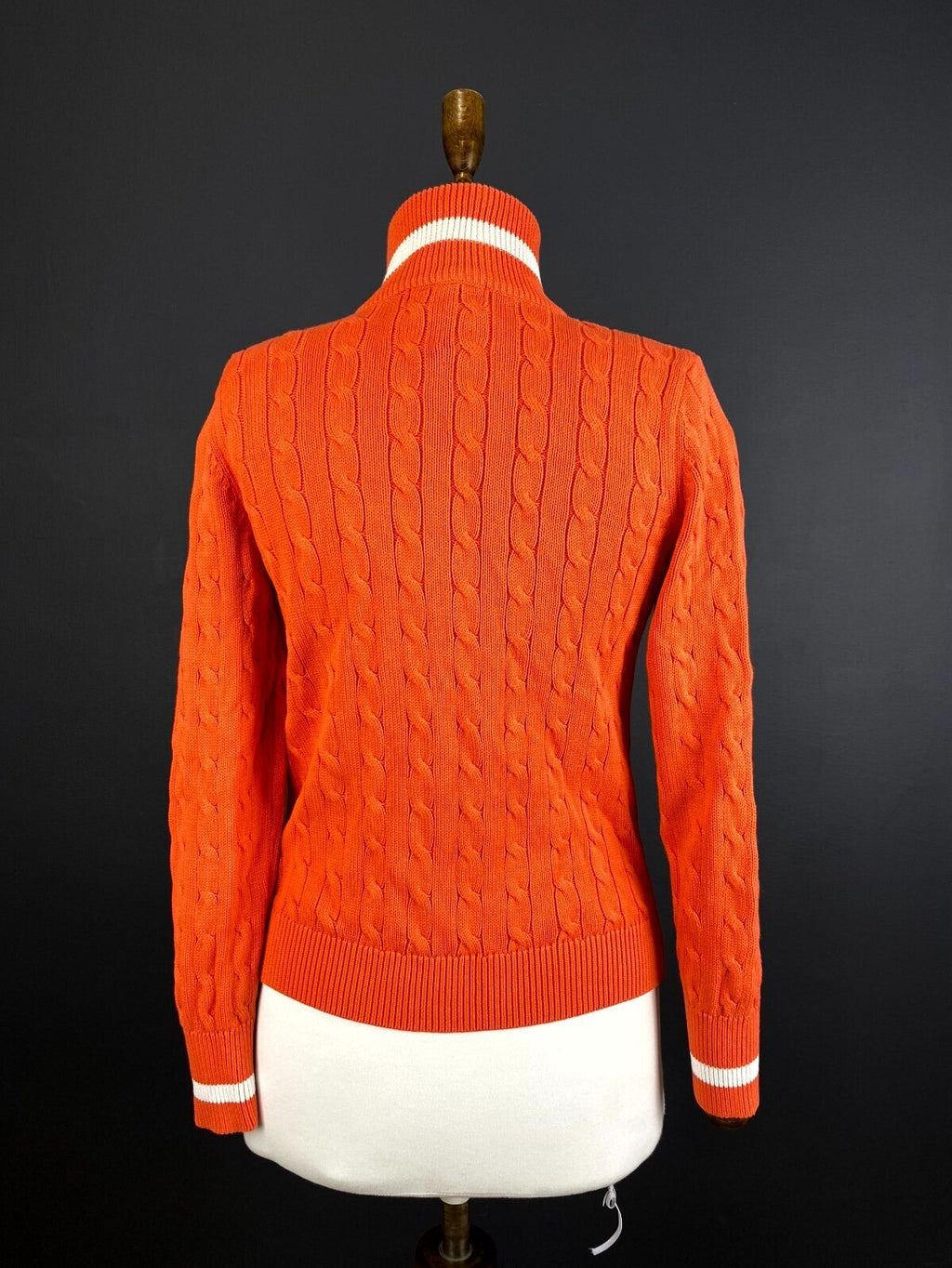 Lauren Active Ralph Lauren Orange Zip Cable Knit Sweater Track Jacket – Size S
