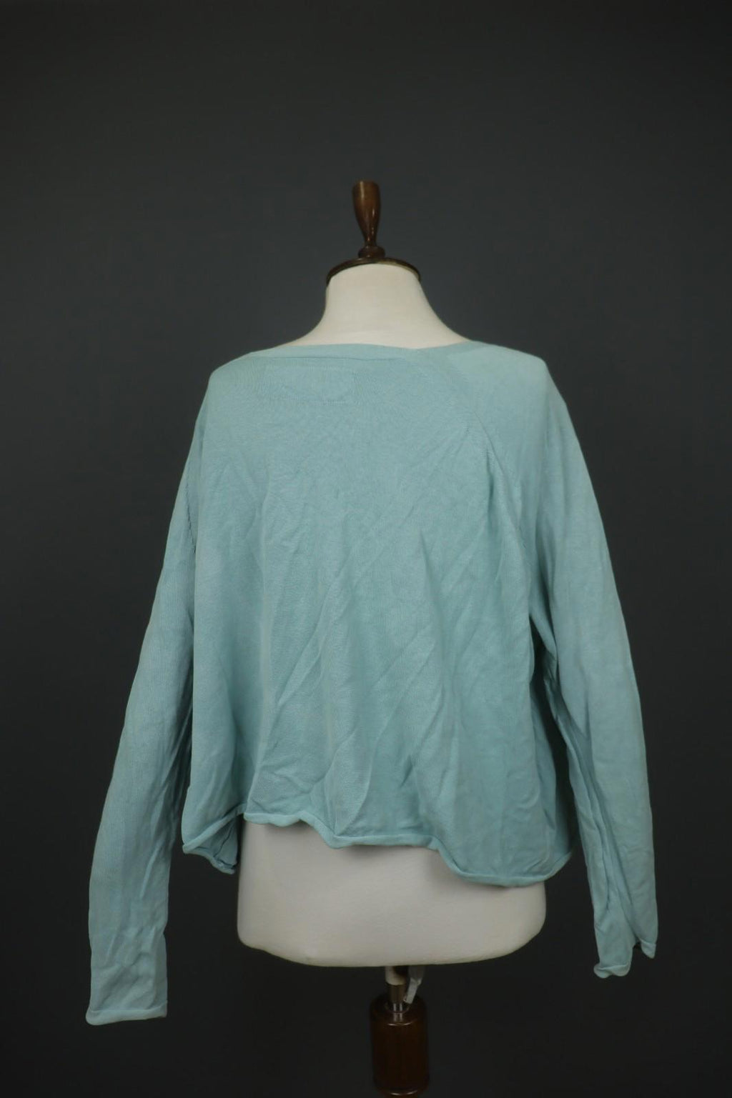 RUNDHOLZ DIP Green 100% Cotton Round Neck Long Sleeve Pullover Cropped Top OS