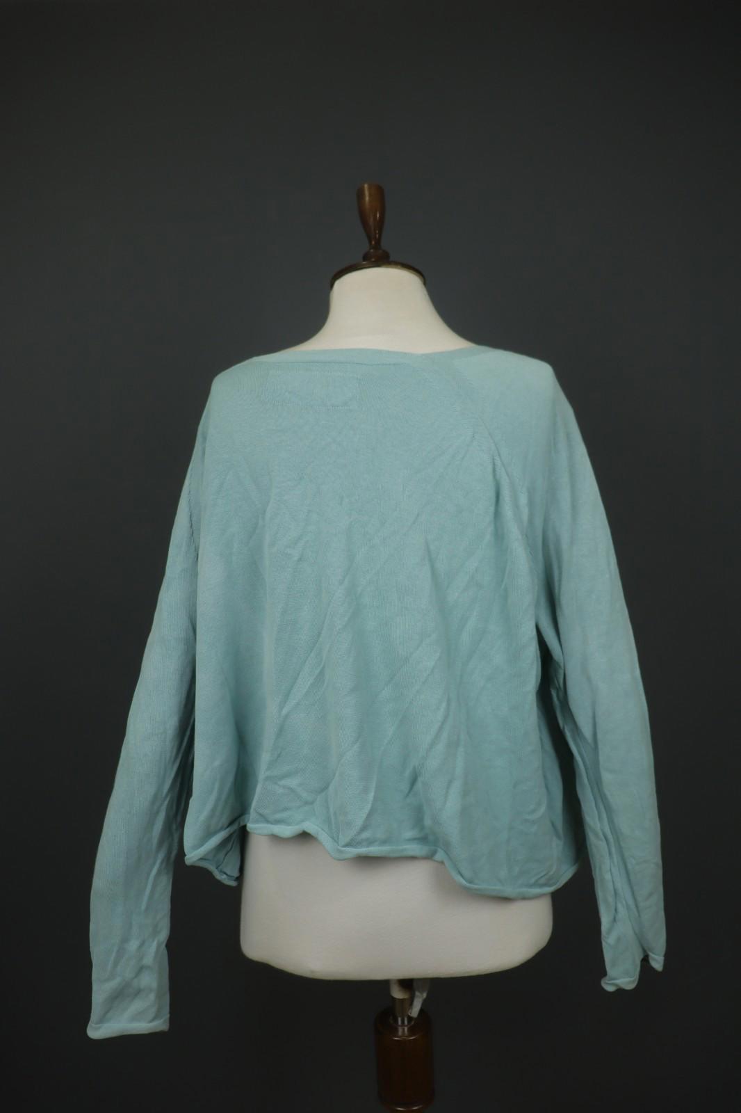 RUNDHOLZ DIP Green 100% Cotton Round Neck Long Sleeve Pullover Cropped Top OS