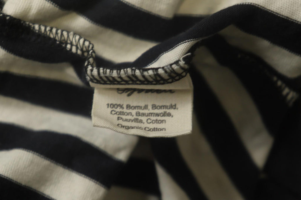 GUDRUN SJODEN Black White Striped 100% Cotton Round Neck Shift Dress – Size S – Used