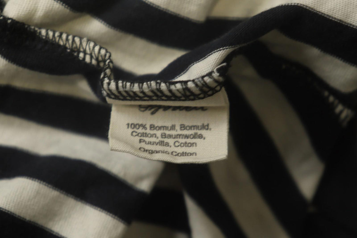 GUDRUN SJODEN Black White Striped 100% Cotton Round Neck Shift Dress – Size S – Used