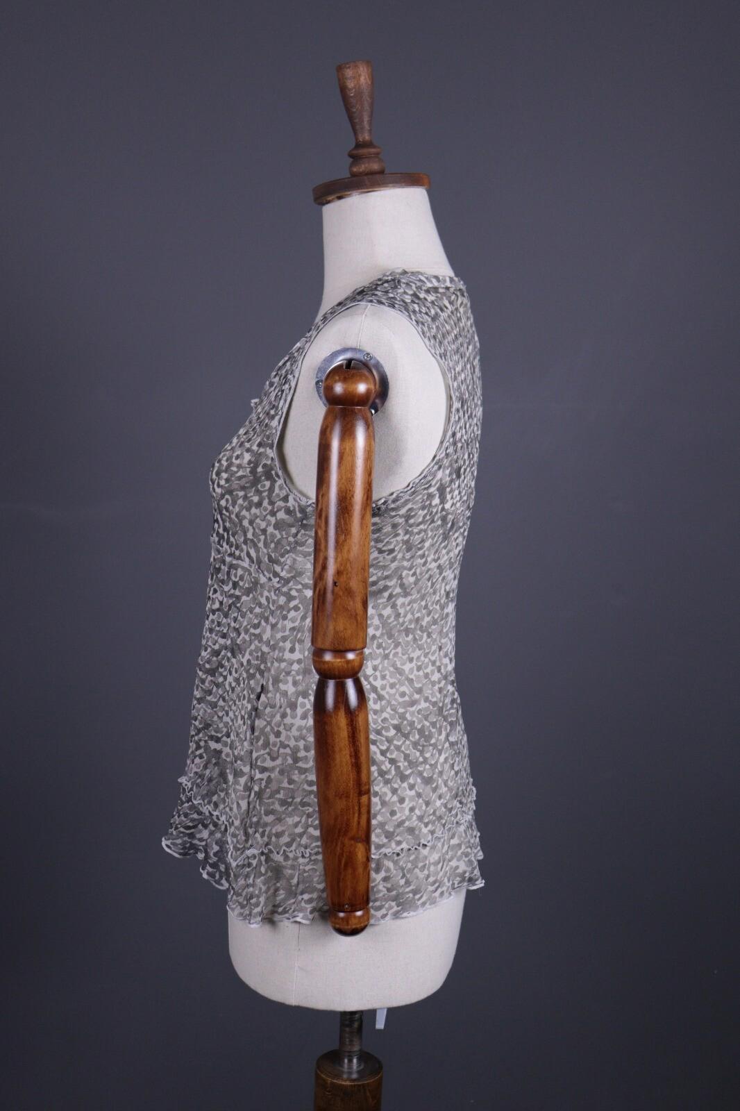 TRANSIT PAR SUCH Gray Silk Abstract Sleeveless Mesh Tank Top – Size M