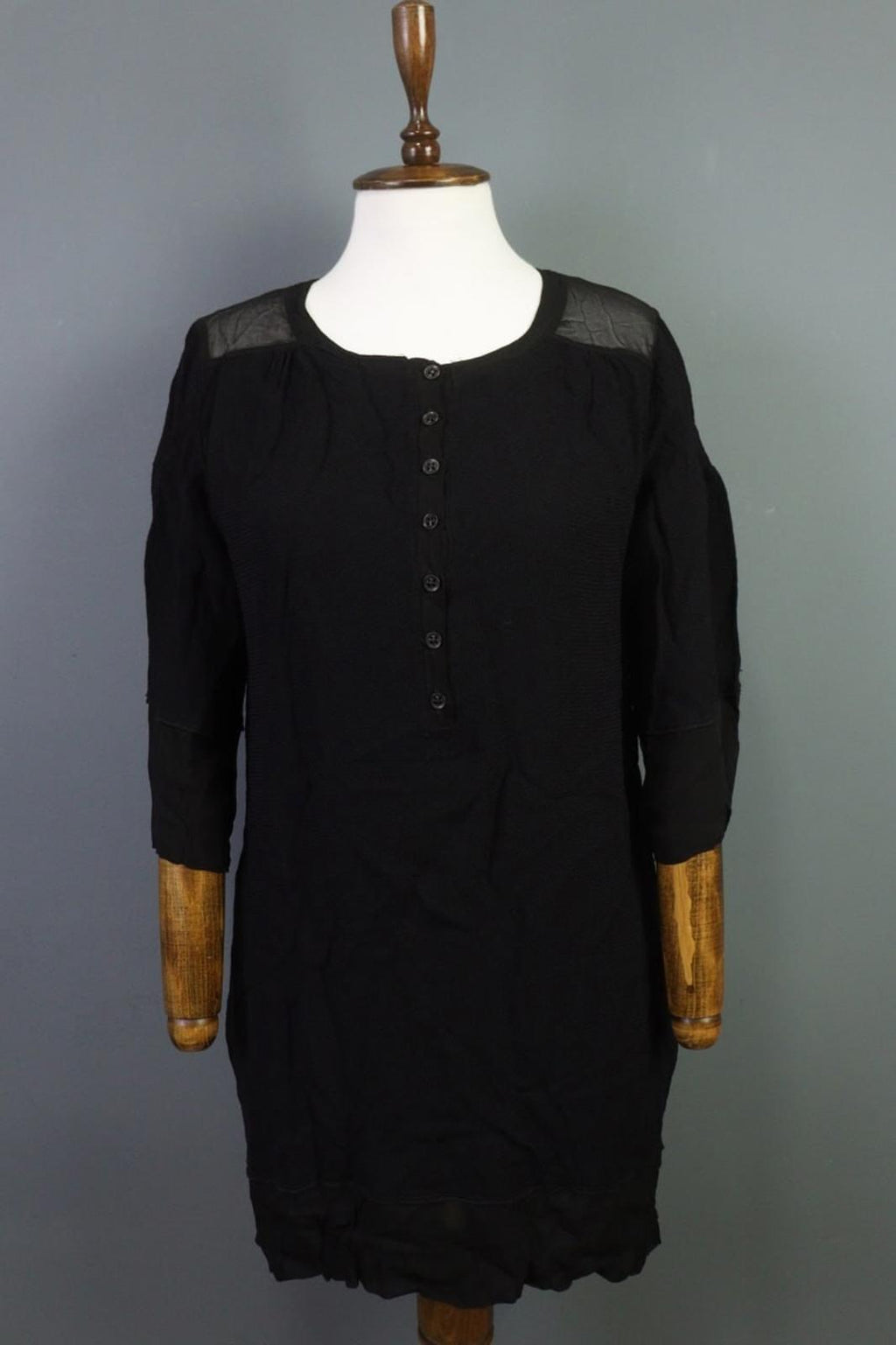 TRANSIT PAR-SUCH Black Viscose Long Sleeve Button Front Shirt Dress – Size 4