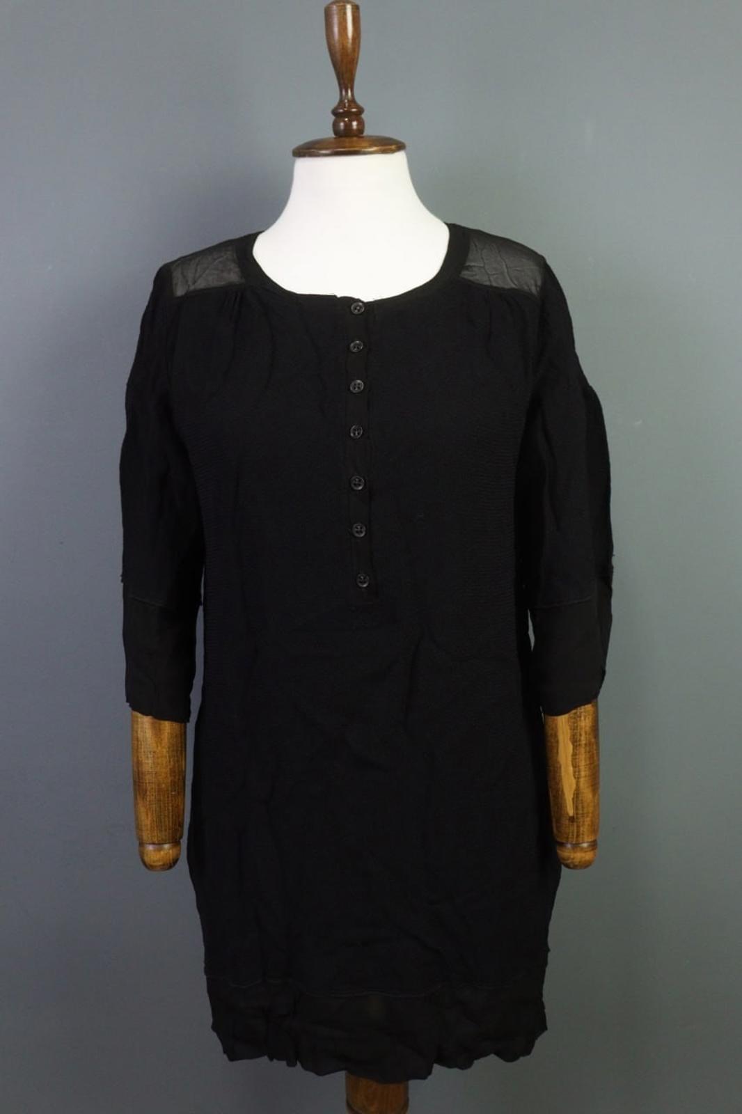 TRANSIT PAR-SUCH Black Viscose Long Sleeve Button Front Shirt Dress – Size 4