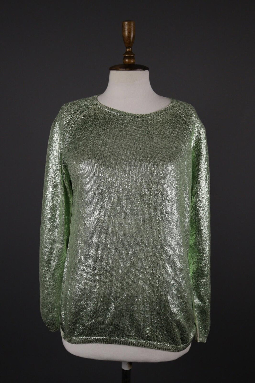 MASSIMO ALBA Green Silk Sequin Long Sleeve Sweater – Size M