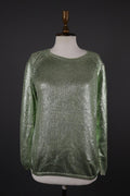 MASSIMO ALBA Green Silk Sequin Long Sleeve Sweater – Size M