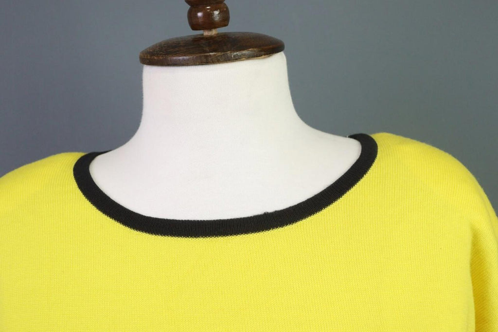 ESCADA Yellow Wool Long Sleeve A-Line Geometric Shift Midi Dress – Size 38