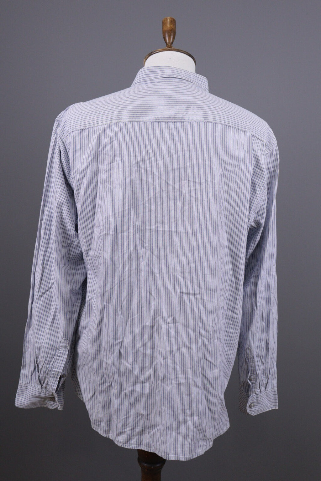 Desigual Regular Fit Blue Pinstripe Printed Long Sleeve Button Down Shirt Sz XXL