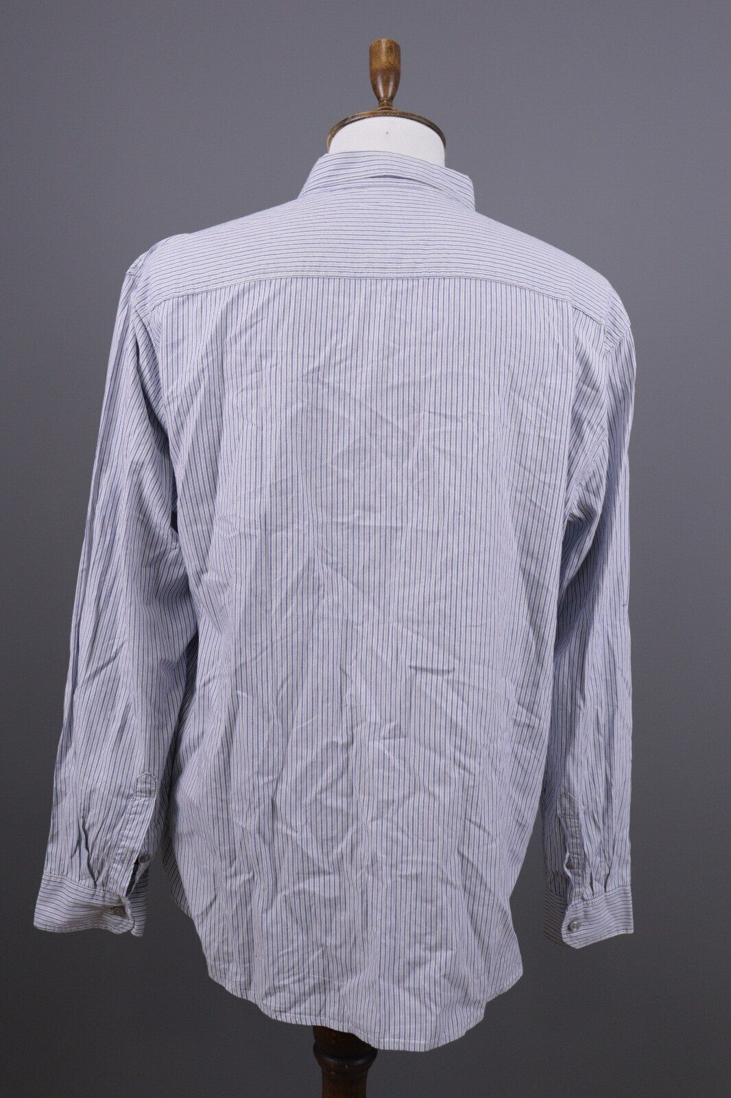 Desigual Regular Fit Blue Pinstripe Printed Long Sleeve Button Down Shirt Sz XXL