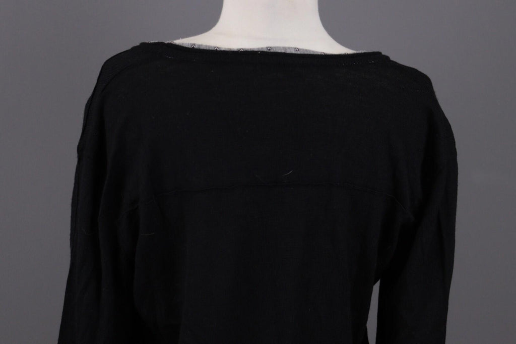 VERSACE COLLECTION Black Merino Wool Knit Long Sleeve Top Tunic Shirt – Size M
