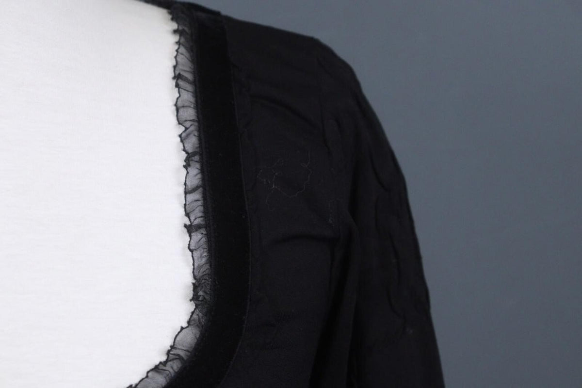 HIGH USE Black Square Neck Long Sleeve Casual Tie Front Fit & Flare Dress – Size L