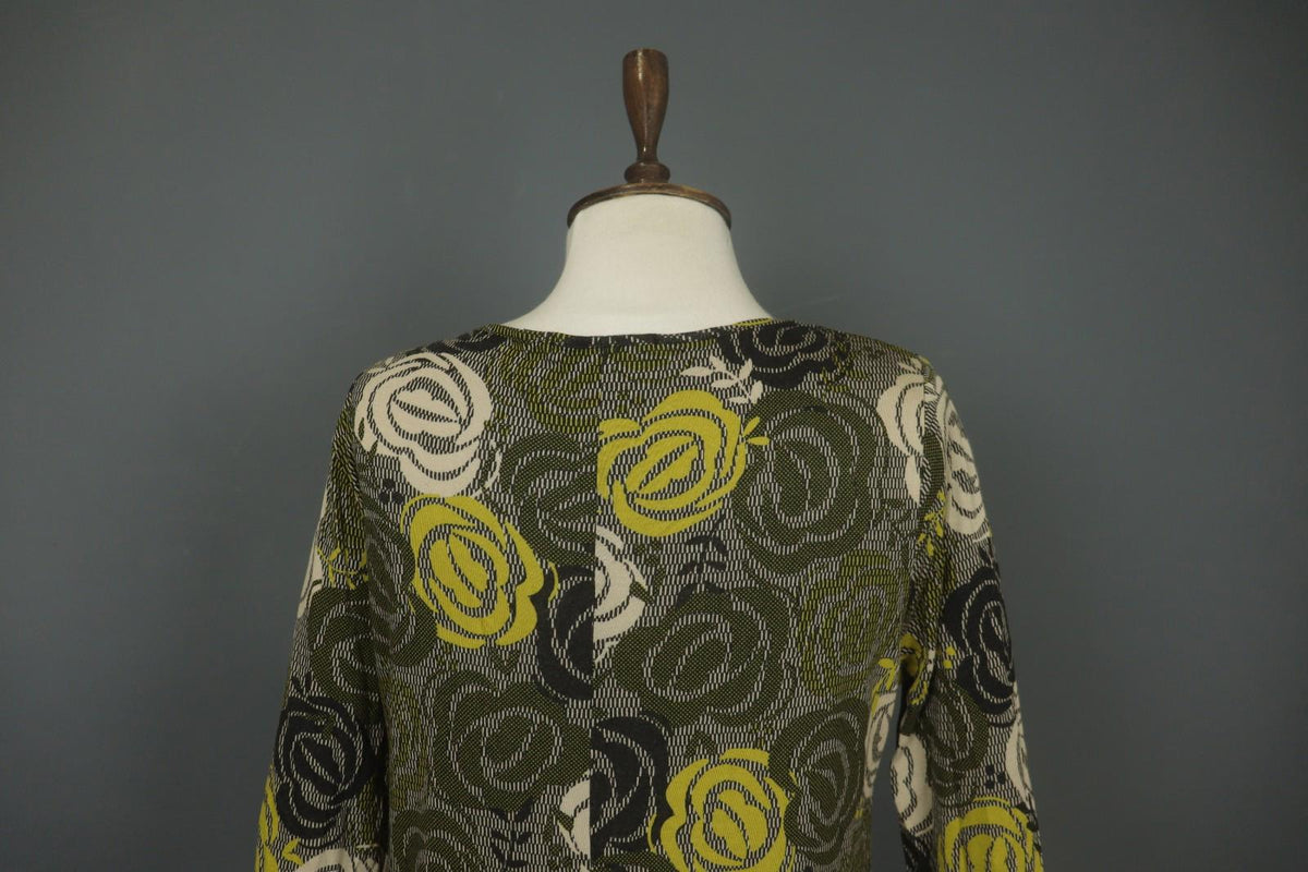 GUDRUN SJODEN Multicolor Floral Print Round Neck Long Sleeve Sheath Dress – Size M