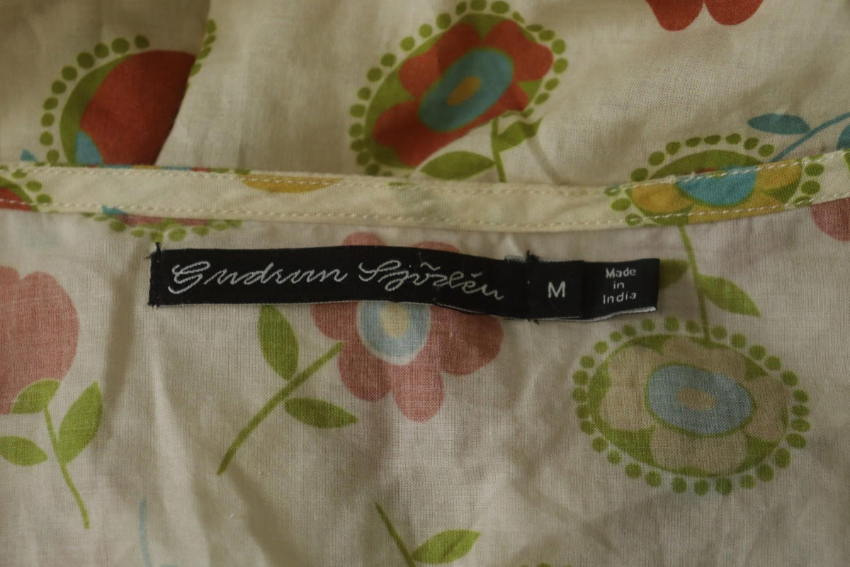 GUDRUN SJODEN Multi Floral Long Sleeve Crew Neck Short Shirt Dress – Size M